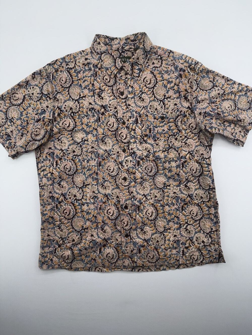 Orvis Shirt Men’s XL Multicolor Floral Short Sleeve 100% Cotton Button Up